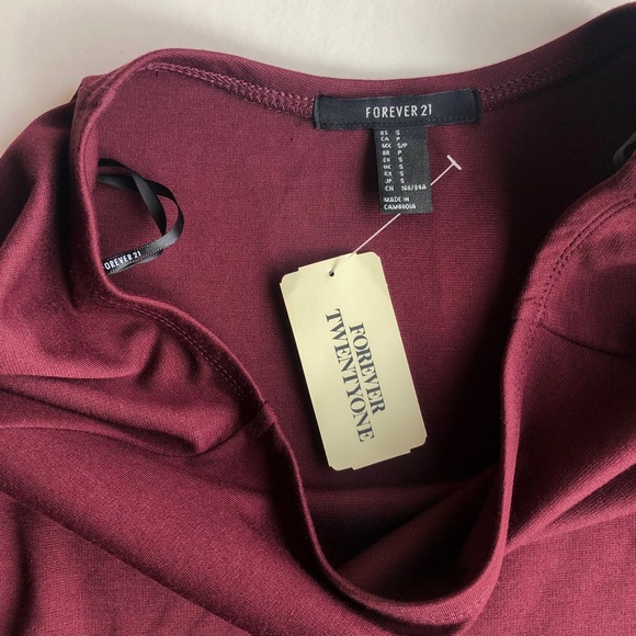 NWT Forever 21 Burgundy Skater Dress - Picture 6 of 7